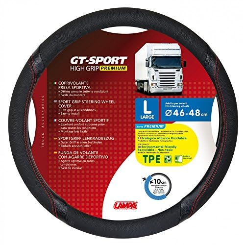 Lampa GT-Sport, coprivolante in Skeentex - L - 46/48 cm - Nero/Rosso 98017