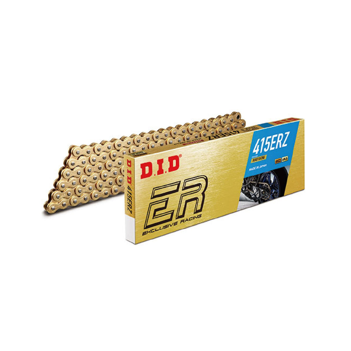 Cadena de transmisión DID 415ER Gold & Gold de 136 eslabones con unión de clip RJ