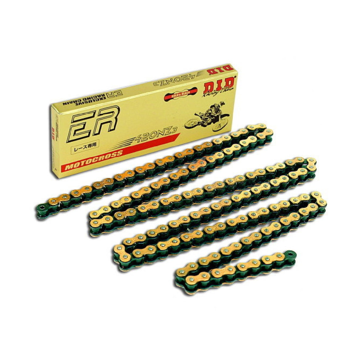 DID Cadena de transmisión 420NZ3 Oro y Negro 110 eslabones con enganche de clip RJ
