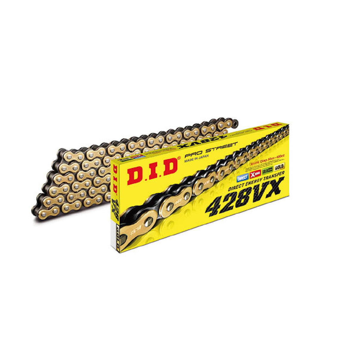 DID 428VX Gold & Schwarz 138-gliedrige Antriebskette mit FJ-Clip-Verbindung