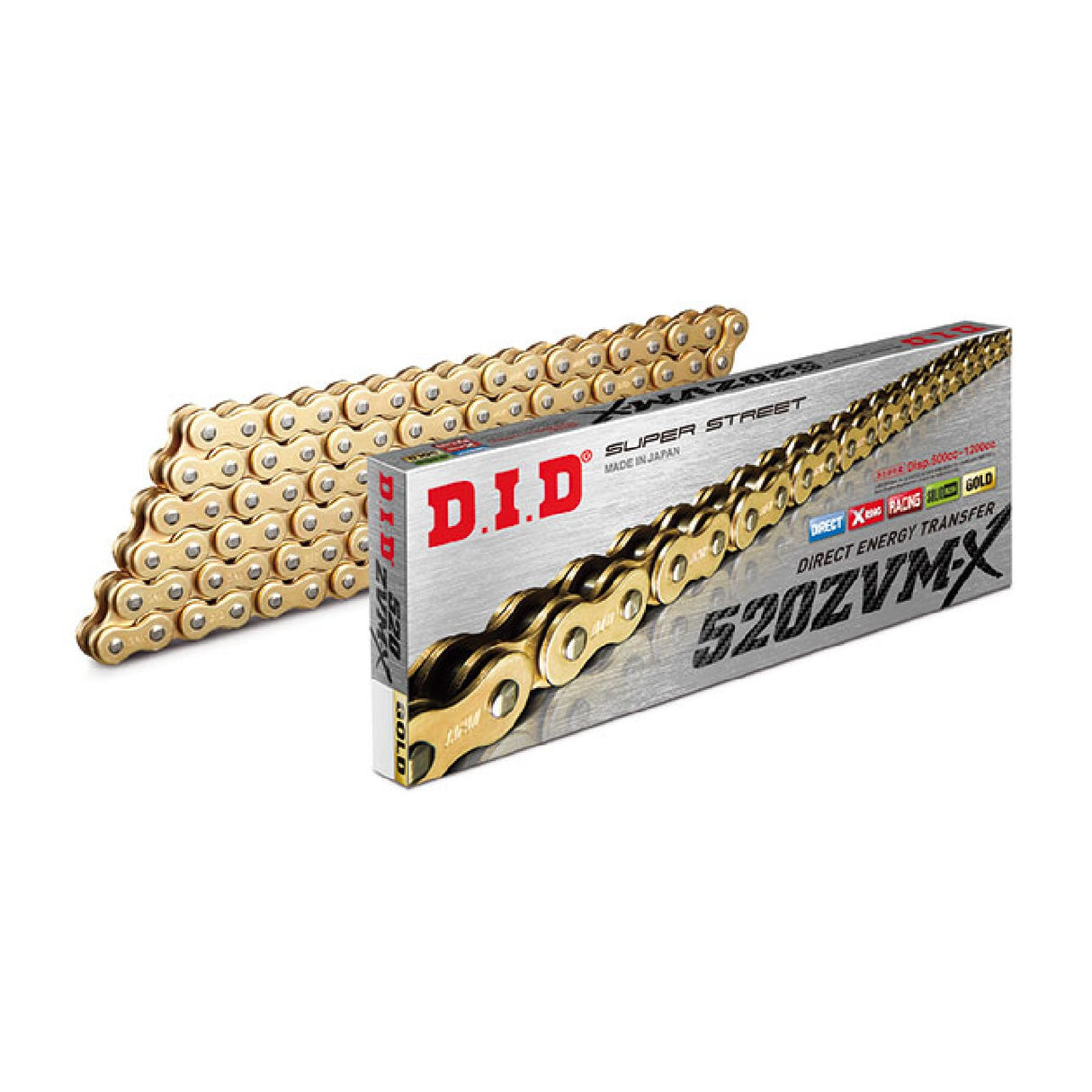 DID 520ZVM-X Gold & Gold Drive Chain 124 Links Rivet Joint ZJ