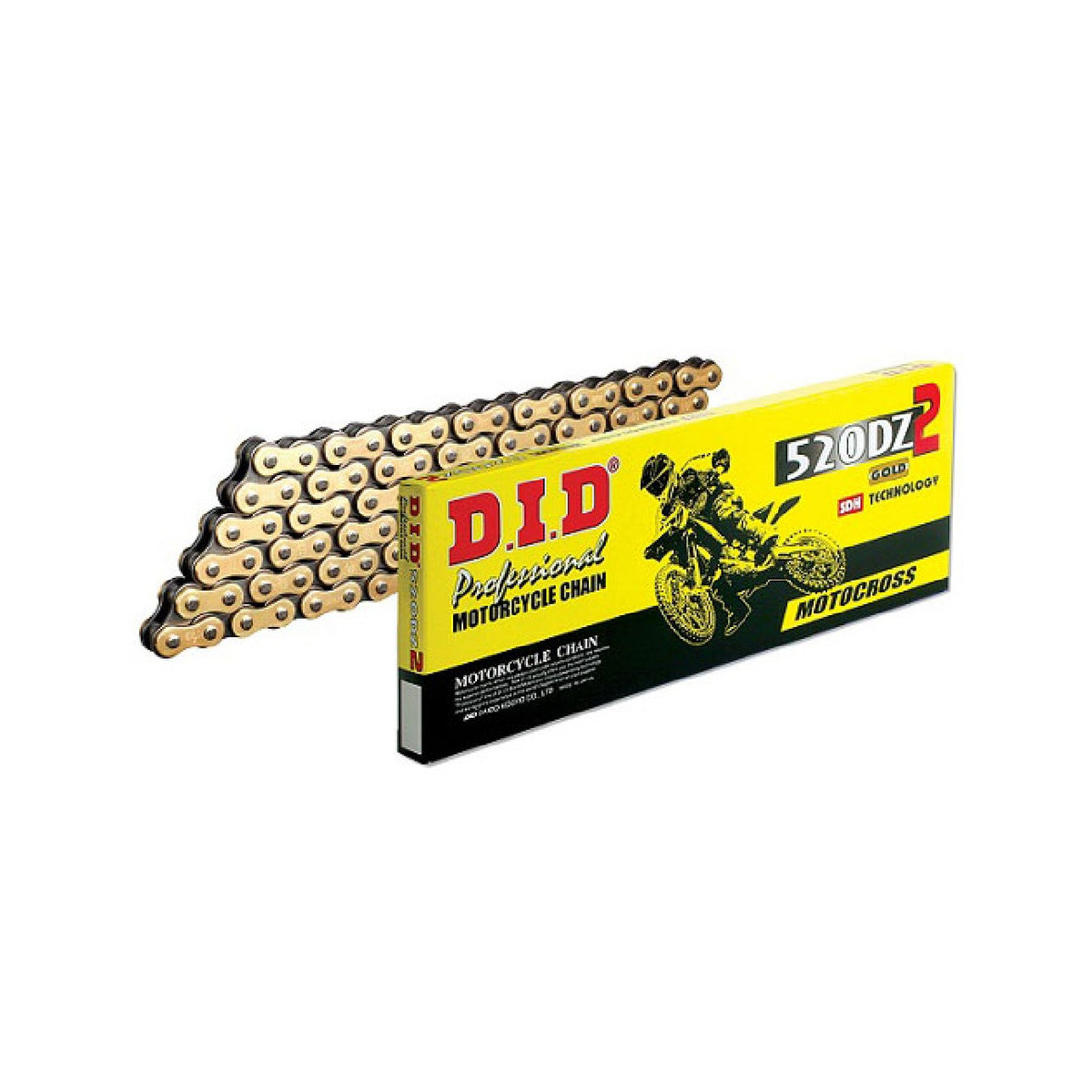 DID 520DZ2 Gold & Schwarz 130-gliedrige Antriebskette mit RJ-Clip-Verbindung