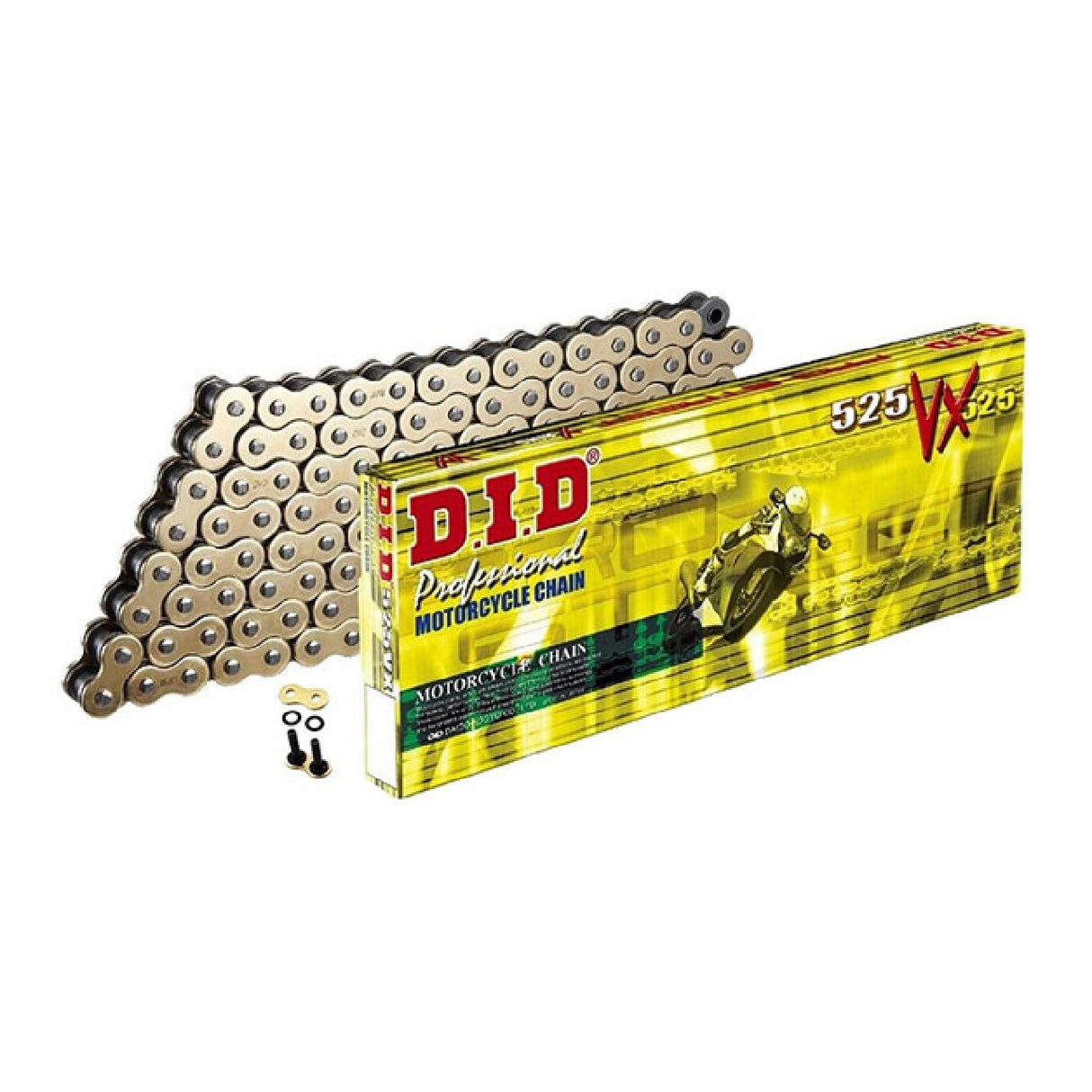 DID 525VX Gold & Black 98 Link Drive Chain with ZJ Rivet Joint