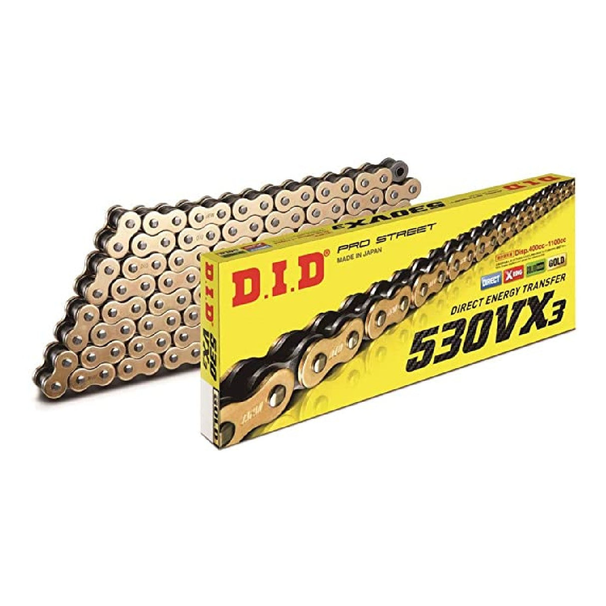 DID 530VX3 Gold & Schwarz Antriebskette 102 Glieder Nietverbindung ZJ