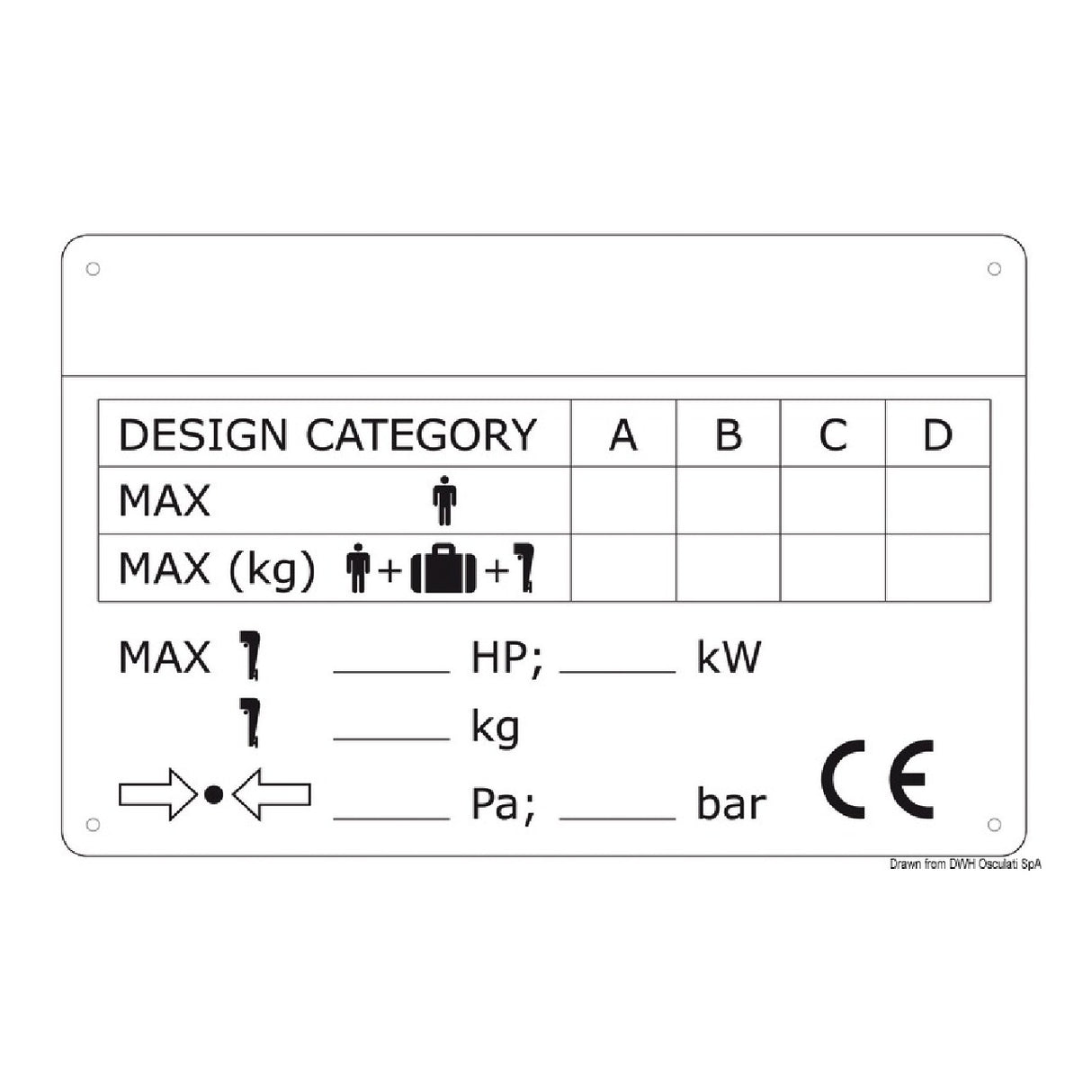 Placa de identificación Osculati para cascos y motores intraborda/fueraborda 54.409.01