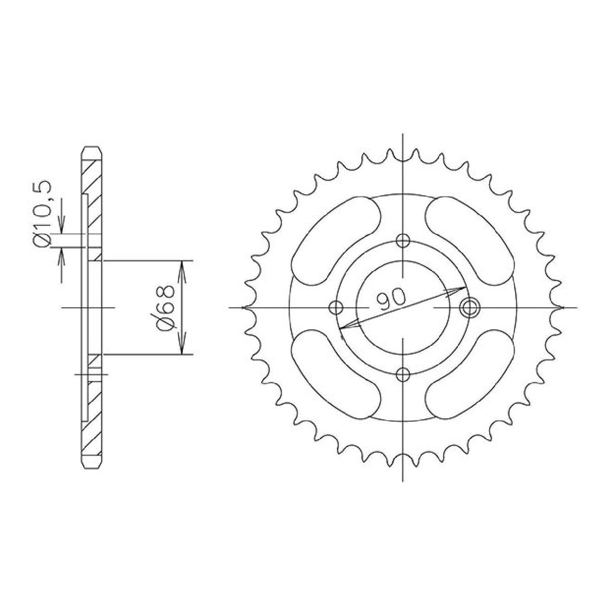 Corona de acero paso 53 dientes 428 HONDA MTX R (JD05) 125 CC 83/86