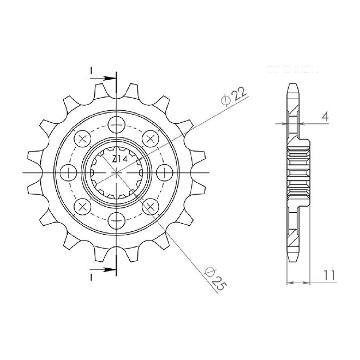 Stahlkettenrad, 15 Zähne, Teilung 520, passend für APRILIA RXV 450 CC 09/14