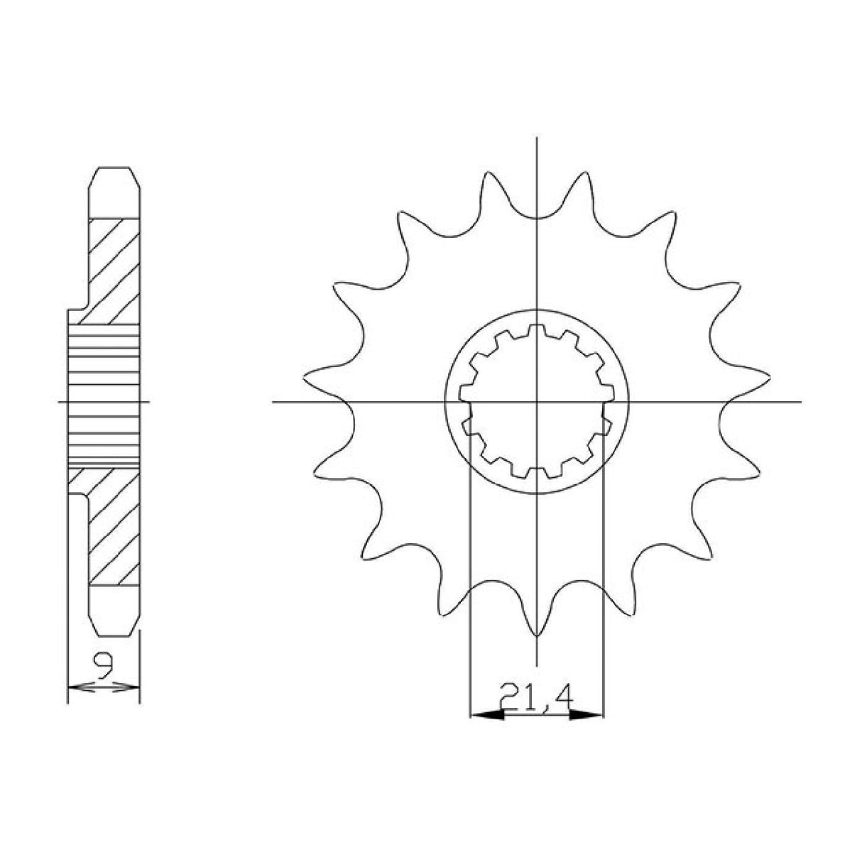 Steel sprocket 14 teeth 520 KAWASAKI EX Ninja R (EX250K8F) 250 CC 08/12
