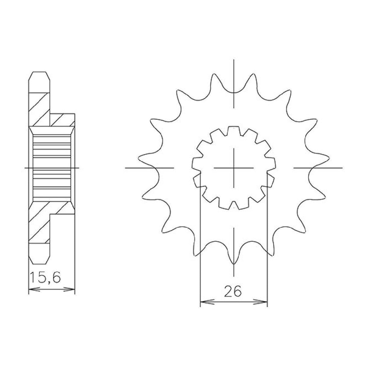 Stahlkettenrad, 16 Zähne, Teilung 525, HONDA VFR R (RC30) 750 cm³ 87/93