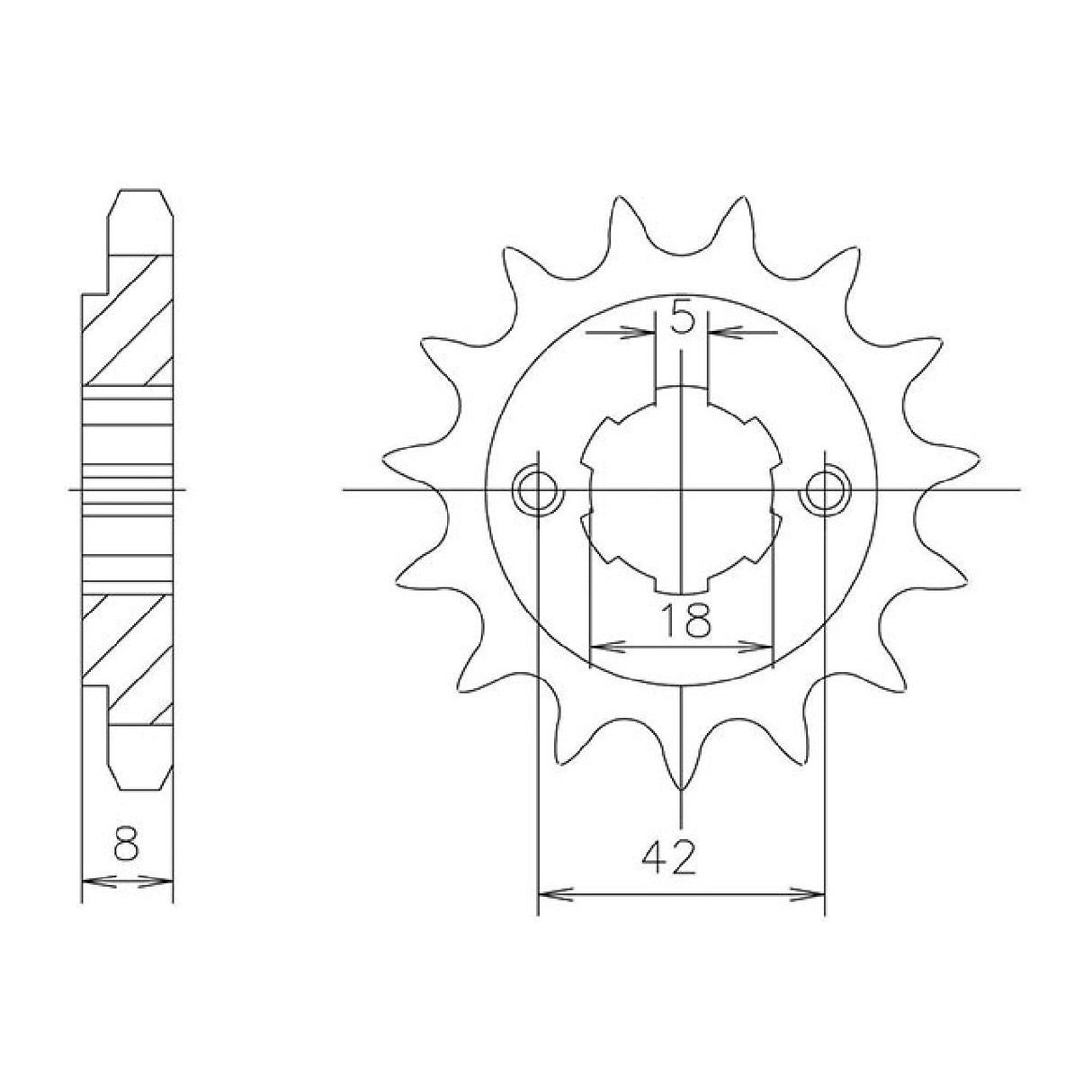 Stahlkettenrad, 14 Zähne, Teilung 520, SUZUKI PE Enduro 175 cm³, 79