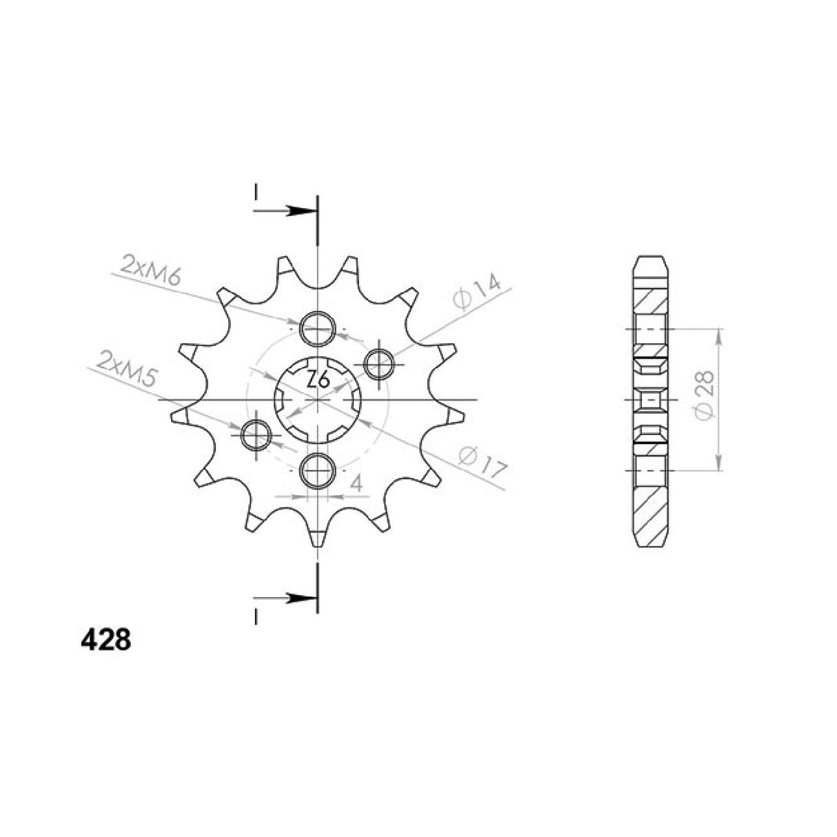 Steel sprocket 13 teeth pitch 428 APRILIA RS4 (TW000) 125 CC 11/16