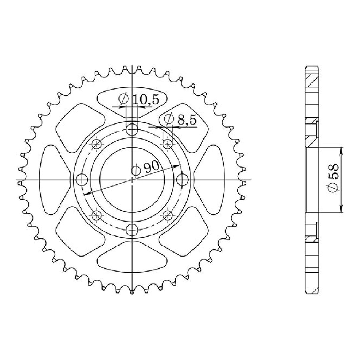 Corona in acciaio 47 denti passo 428 HONDA NX Italy 125 CC 89/90