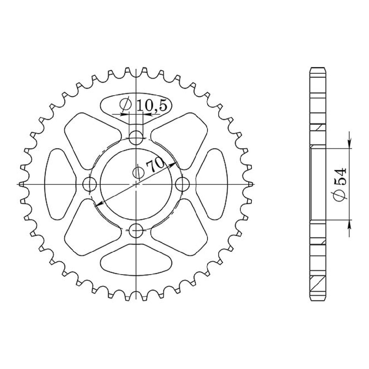 Stahlkrone, 42 Zähne, Teilung 428, HONDA CBR R (JC34/J39/J50) 125 cm³ 04/10