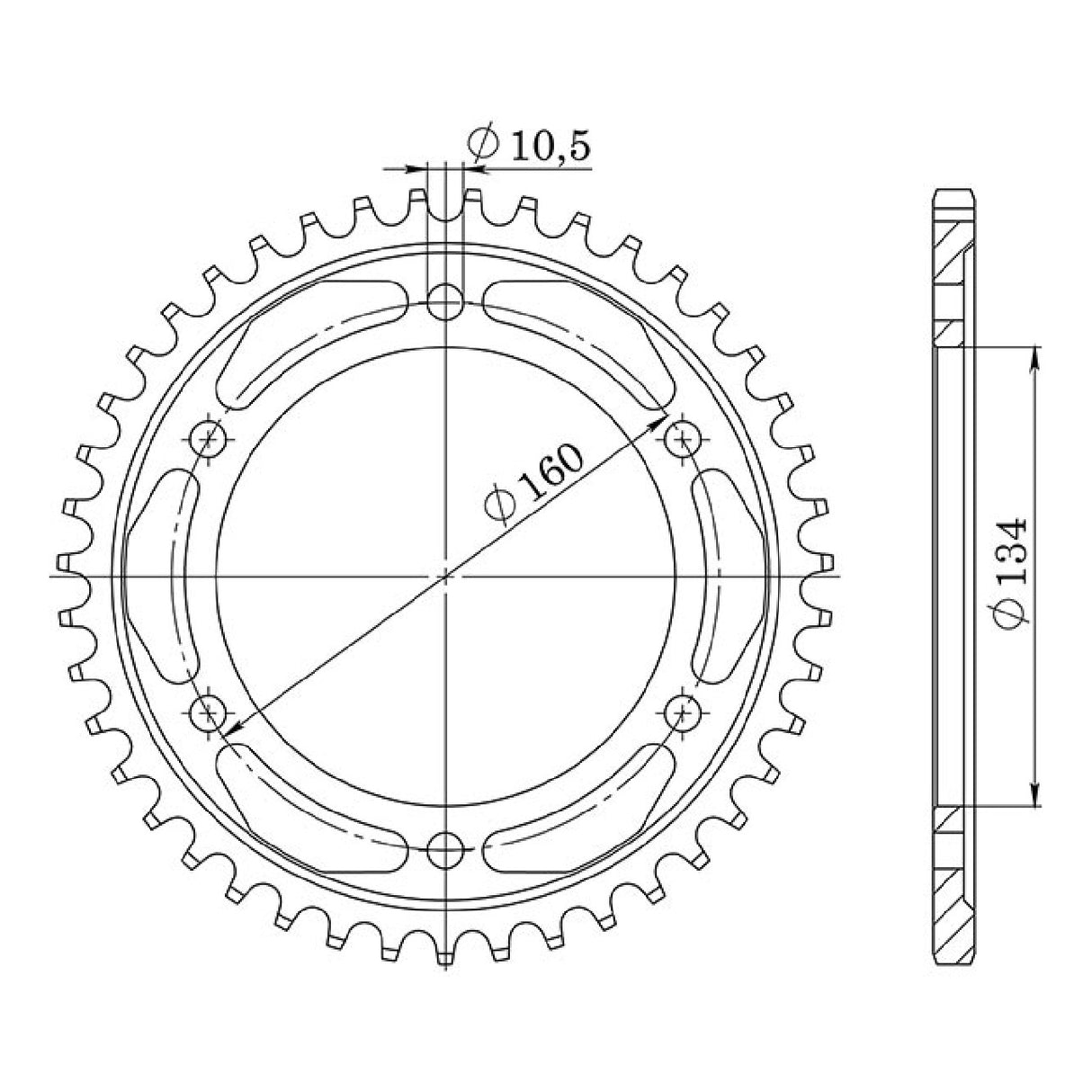 Corona de acero 44 dientes 530 HONDA CBR RR Fireblade (SC44) 929 CC 00/01