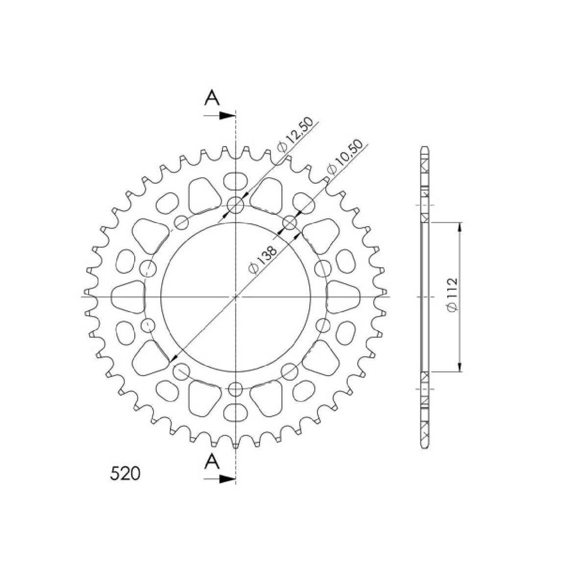 Aluminiumkrone, 48 Zähne, Teilung 520, 541150948
