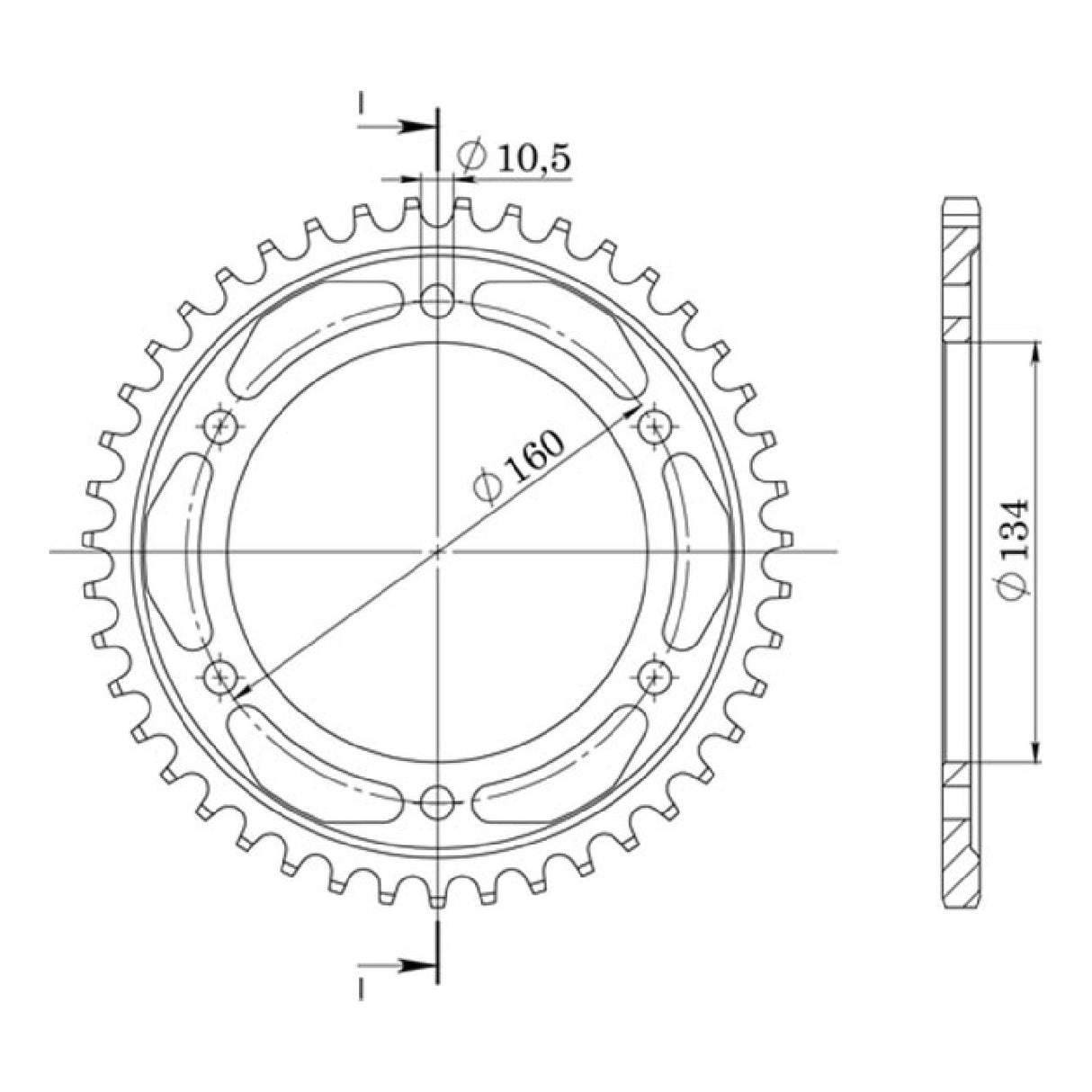 Aluminiumkrone, 44 Zähne, 530 HONDA CBR RR Fireblade (SC44), 929 cm³, Baujahr 2000/01