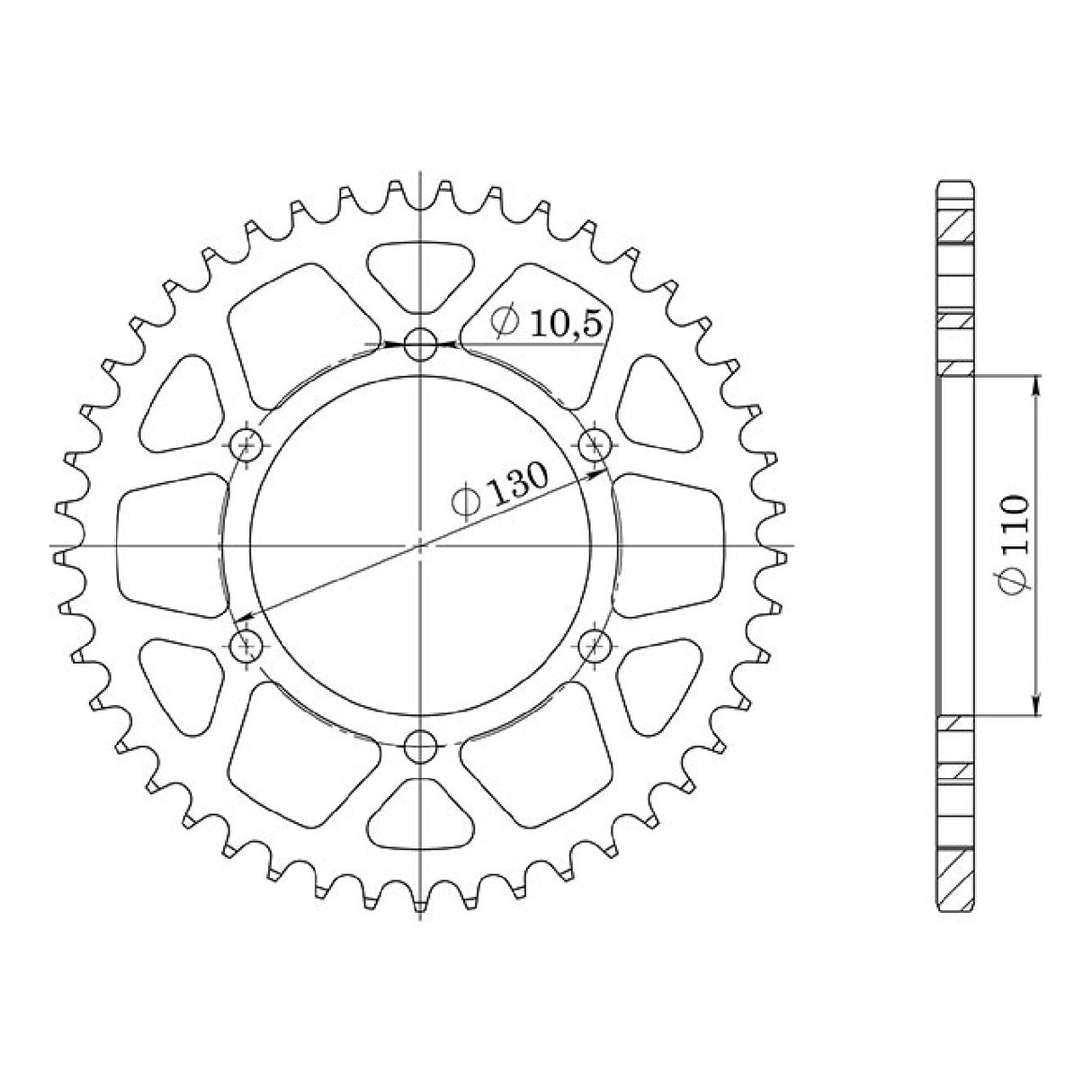 Corona de acero 47 dientes 525 SUZUKI GSX R (L1/L2/L3/L4/L5/L6/L7) 750 11/17