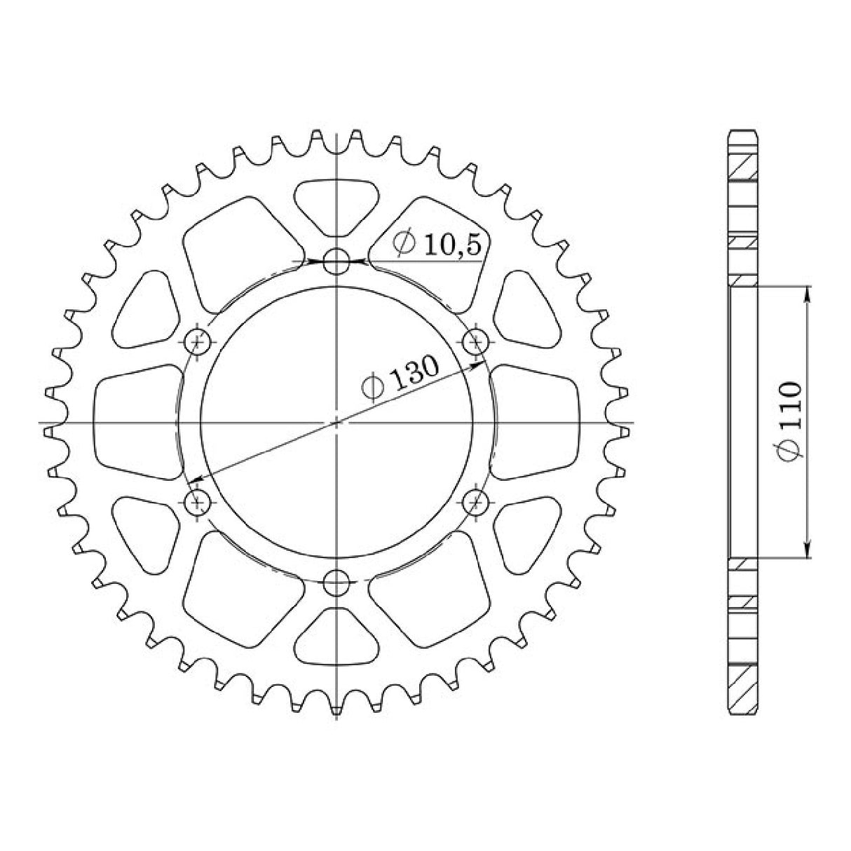 Aluminium-Kettenrad 47 Zähne 525 SUZUKI GSX R (L1/L2/L3/L4/L5/L6/L7) 750 11/17