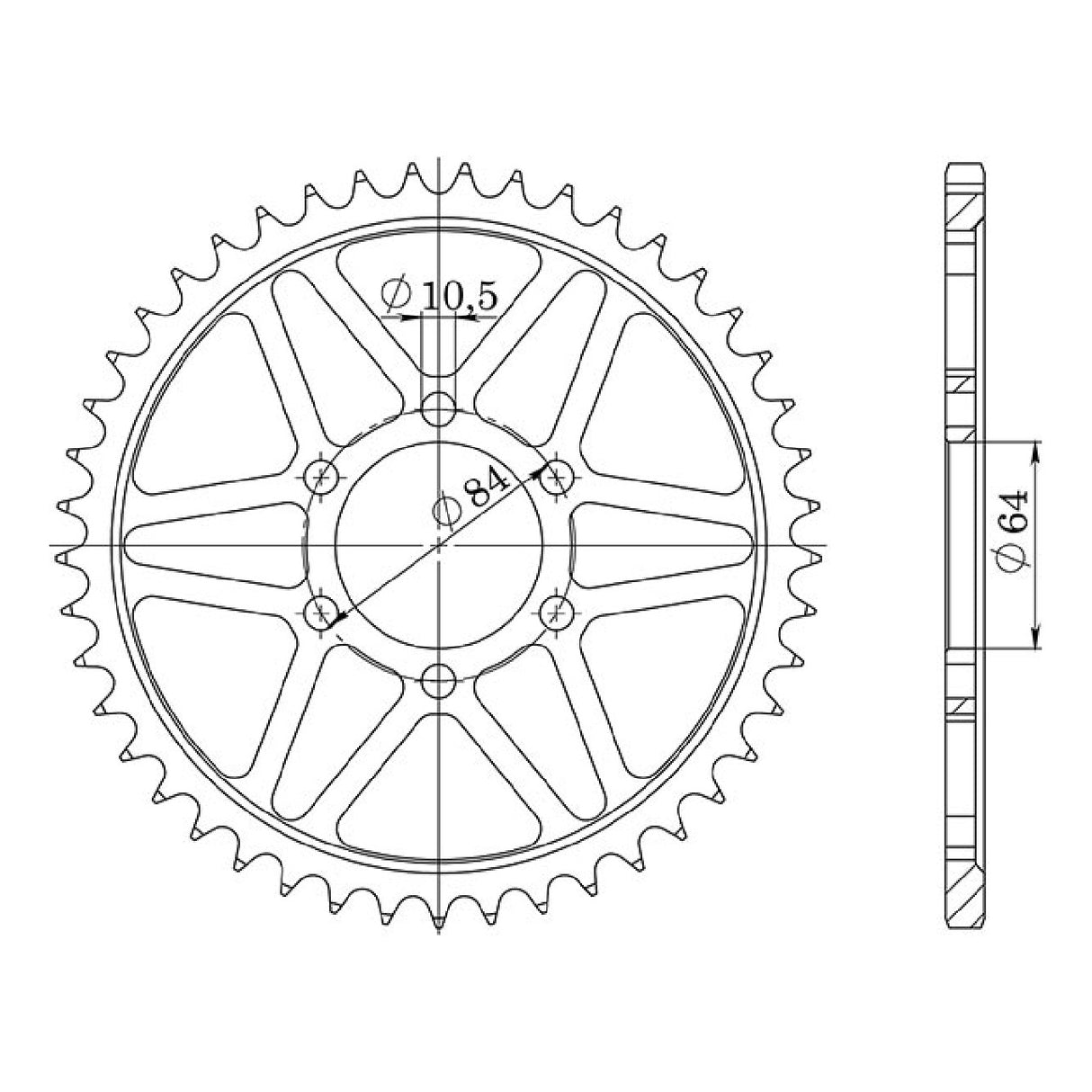 Steel crown 45 teeth pitch 530 SUZUKI GS B 400 CC 77/78