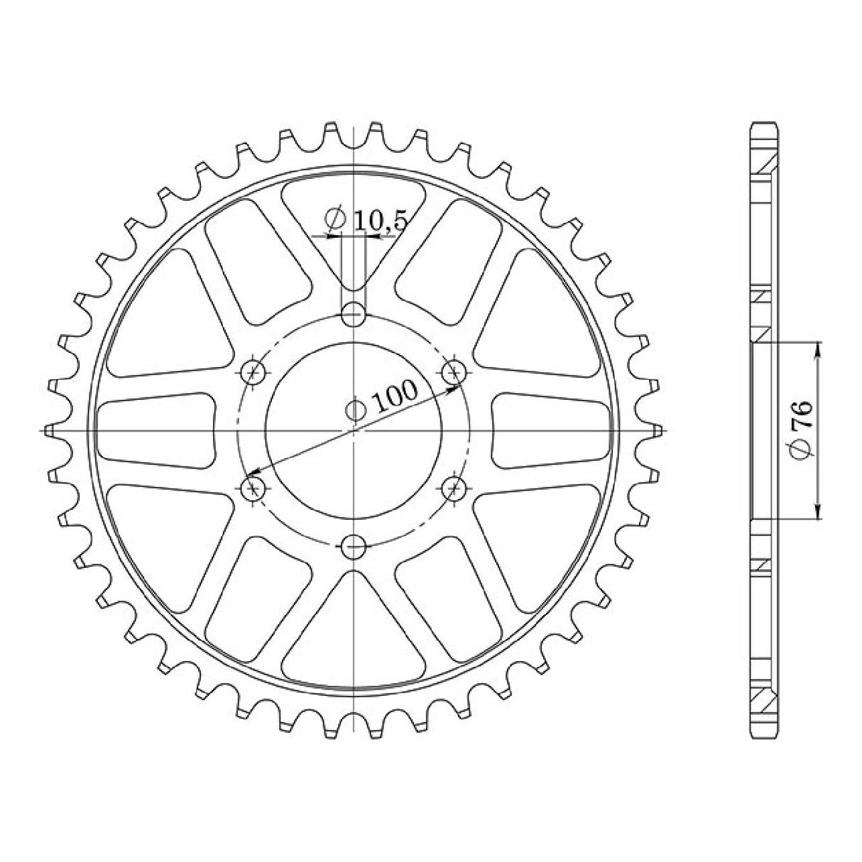 Corona de acero paso 42 dientes 630 SUZUKI GS 1000 CC 79/82