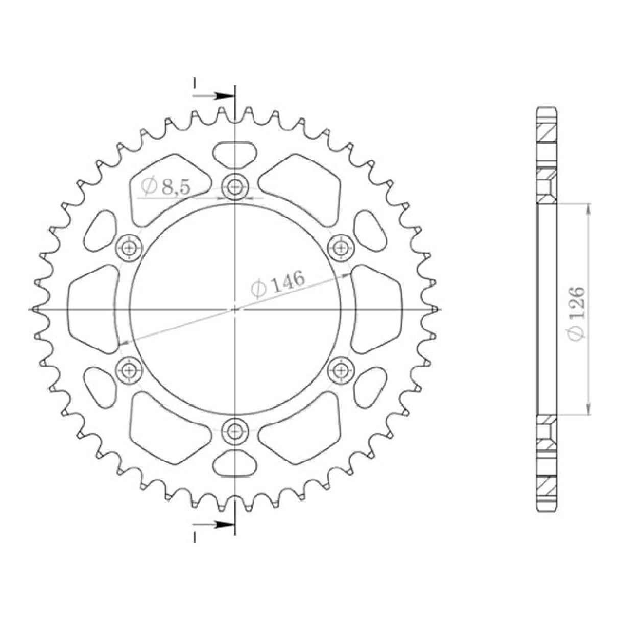 Corona de aluminio paso 50 dientes 520 SUZUKI RM 125 CC 04/05