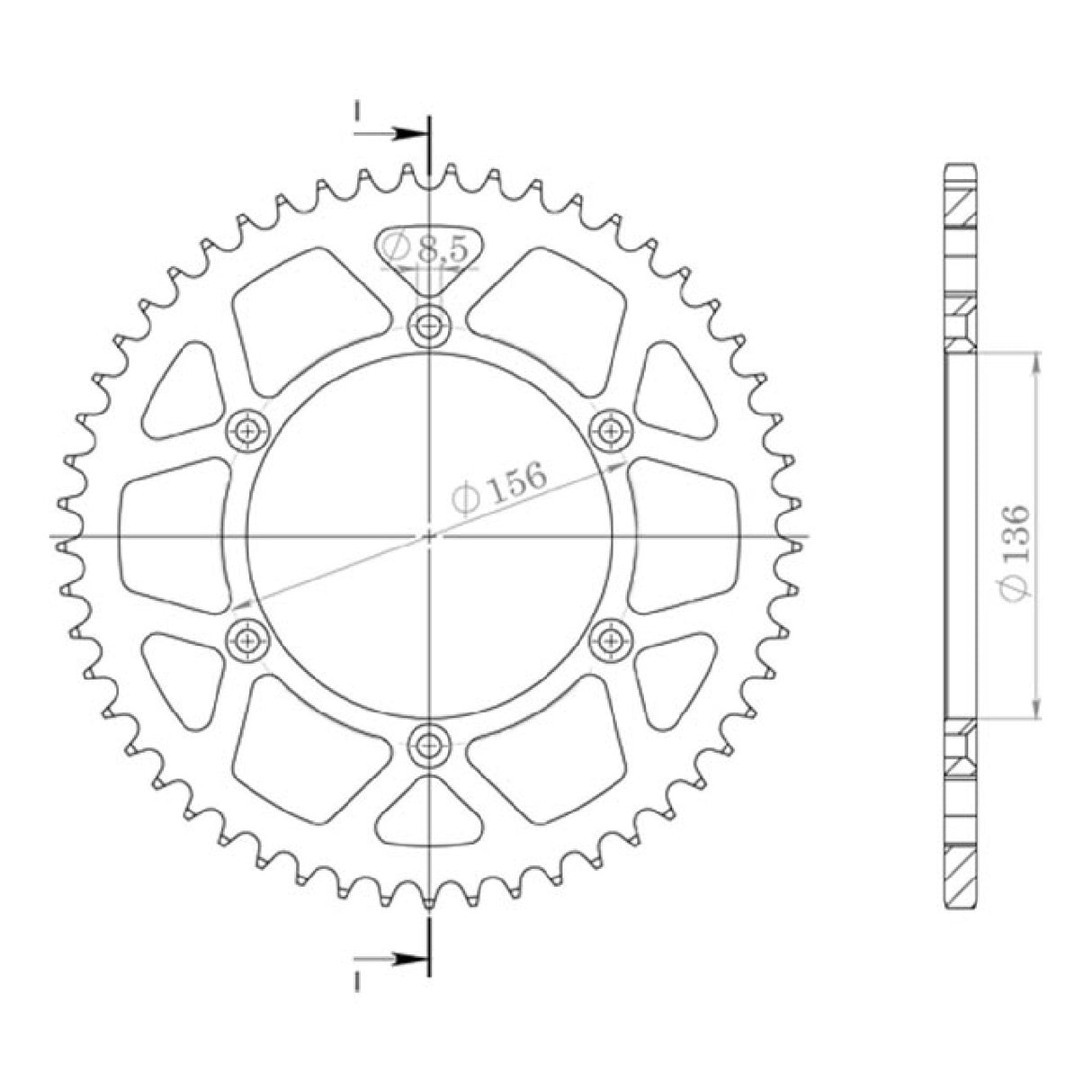 Aluminiumkrone, 53 Zähne, Teilung 520, Husqvarna TC 449 CC 11/13