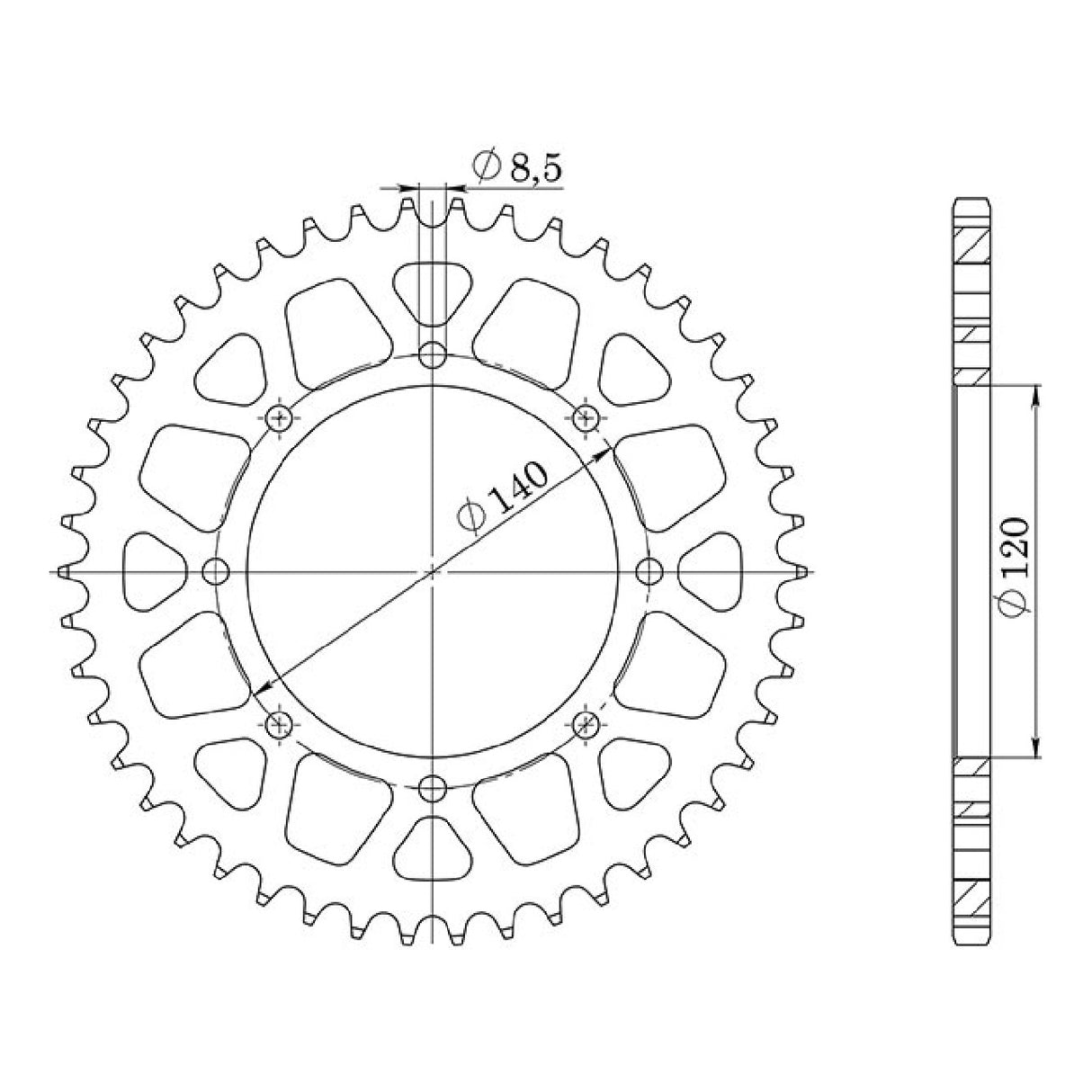 Stahlkrone, 44 Zähne, Teilung 520, KAWASAKI KLE (LE500A), 500 cm³, 05/07