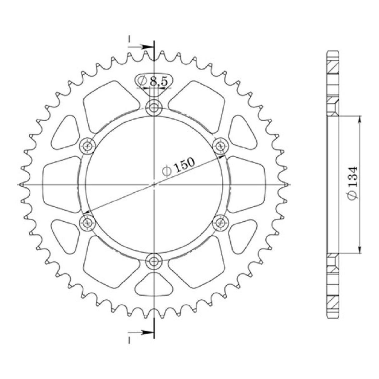 Corona de aluminio paso 49 dientes 520 KAWASAKI KX 125 CC 00/02