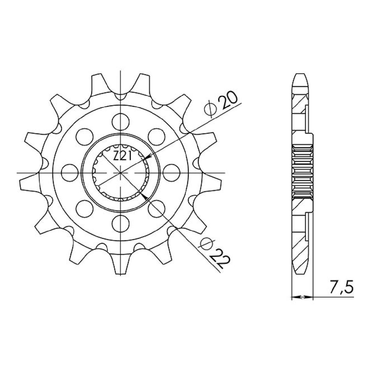 Stahlkettenrad, 13 Zähne, Teilung 520 HM CRE F 4T (Honda) 250 cm³ 04