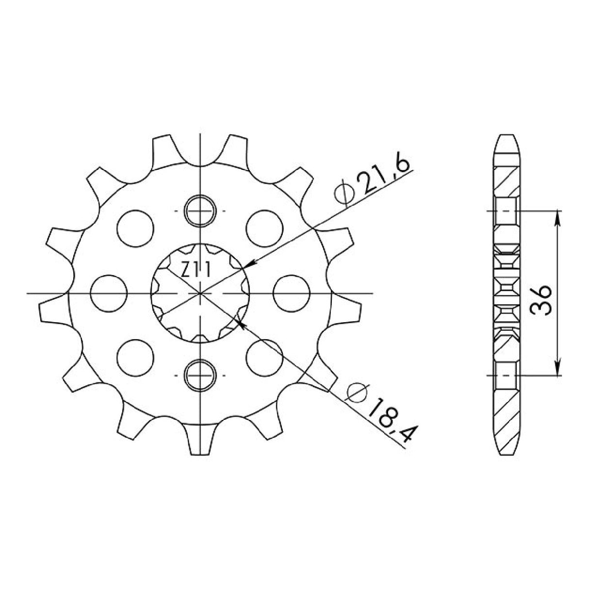 Stahlkettenrad, 13 Zähne, Teilung 520, passend für HONDA NX AX1 (MD21/MD25), 250 cm³, Baujahre 1988/93