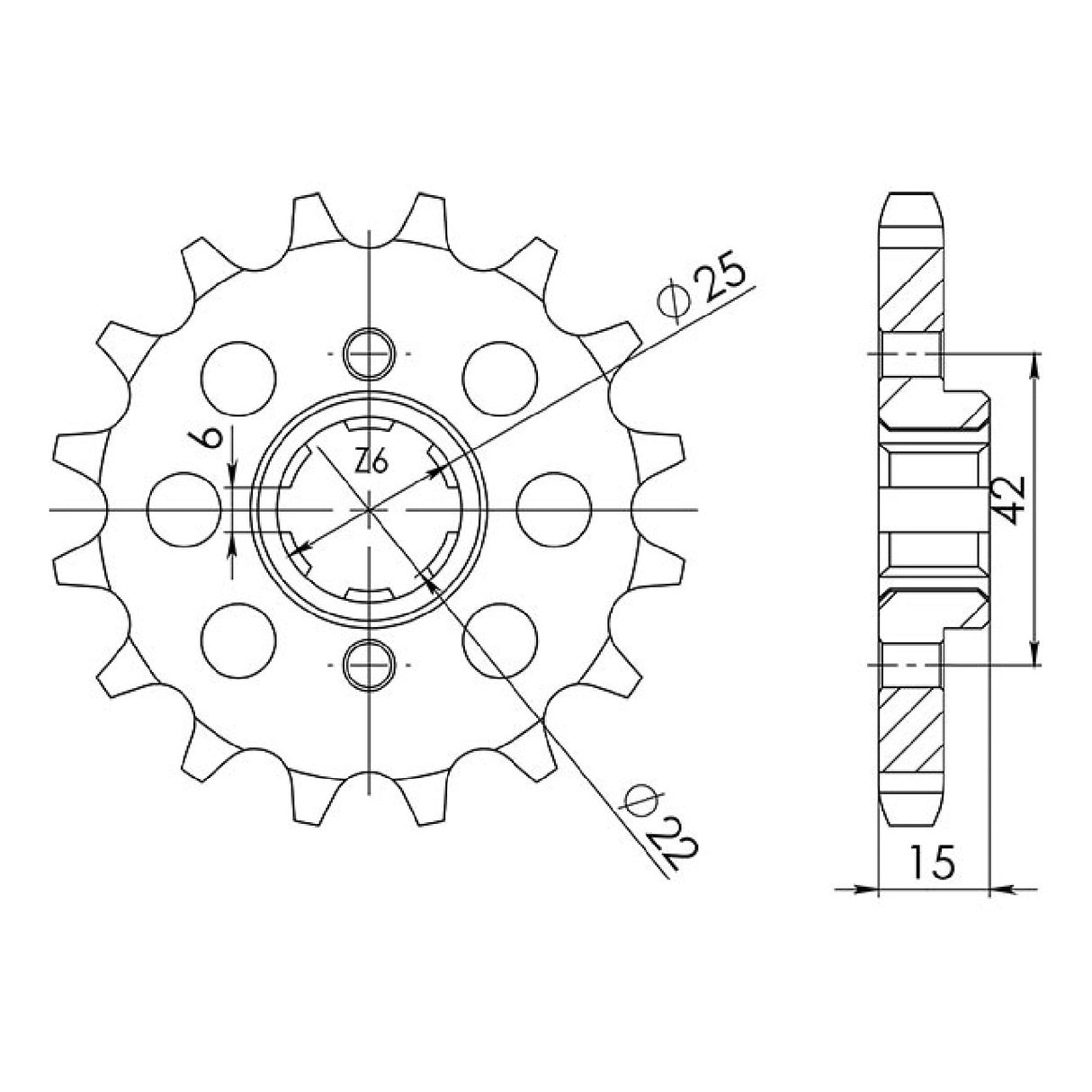 Steel sprocket 16 teeth pitch 530 HONDA NSR (NC19V) 400 CC 85/88