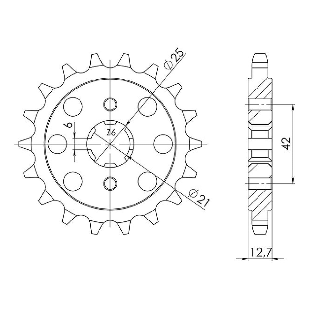 Stahlritzel 17 Zähne 530 HONDA CB Four (K0/K1/K2/K3) 500 cm³ 71/79