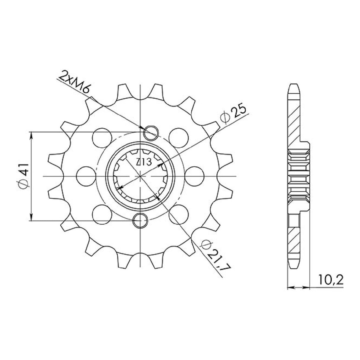 Stahlkettenrad, 14 Zähne, Teilung 520, HONDA FMX (RD12) 650 cm³ 05/07