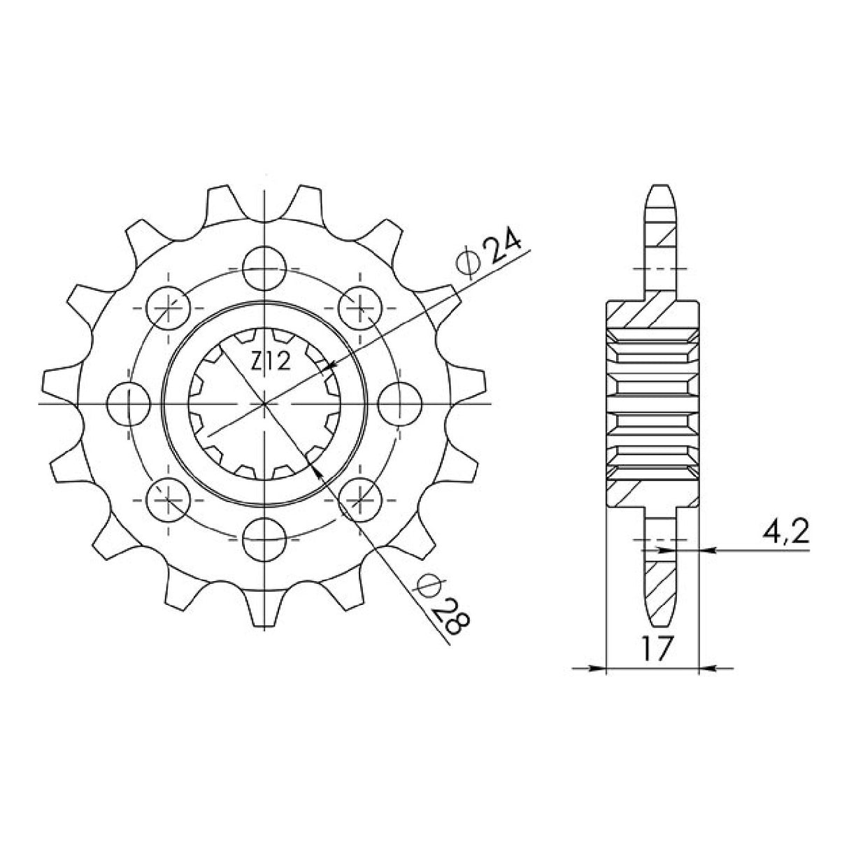 Stahlkettenrad, 15 Zähne, Teilung 520, HONDA CB F Hornet (PC34) 600 cm³ 98/02