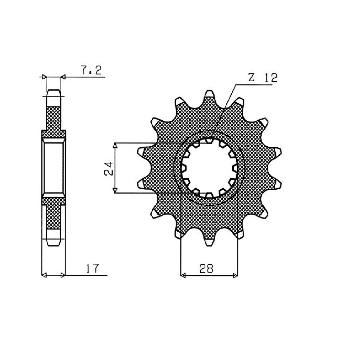 14-zahniges Stahlkettenrad, Teilung 525 542051414