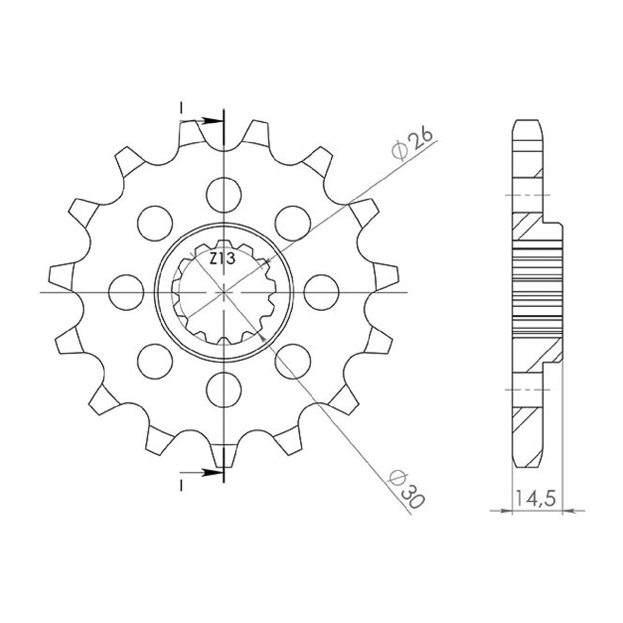 Stahlkettenrad, 15 Zähne, Teilung 630, HONDA CBX (6 Zyl.) (CB1) 1000 cm³ 78/79