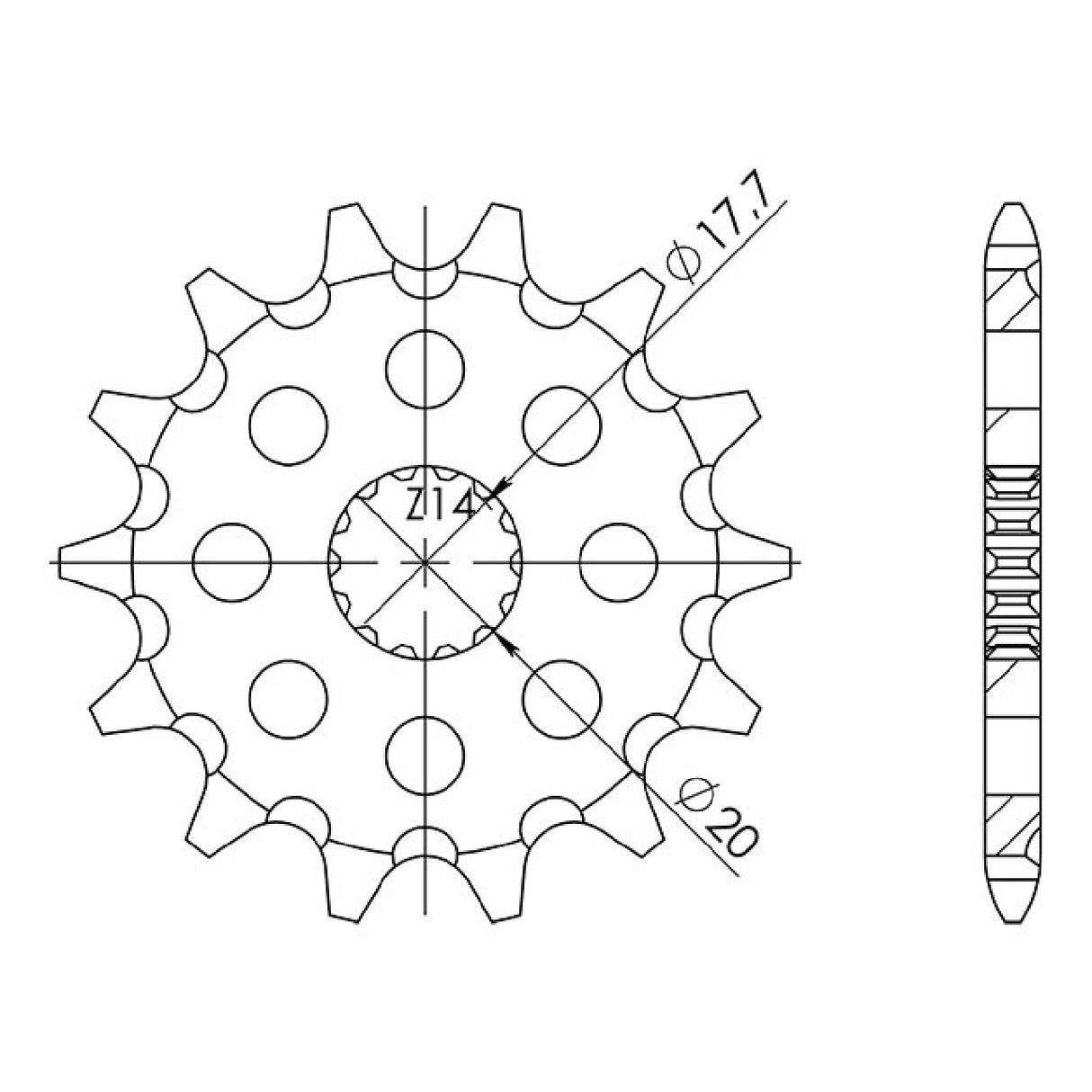 Stahlkettenrad, 13 Zähne, Teilung 520, GAS GAS EC 2T 125 cm³ 01/13