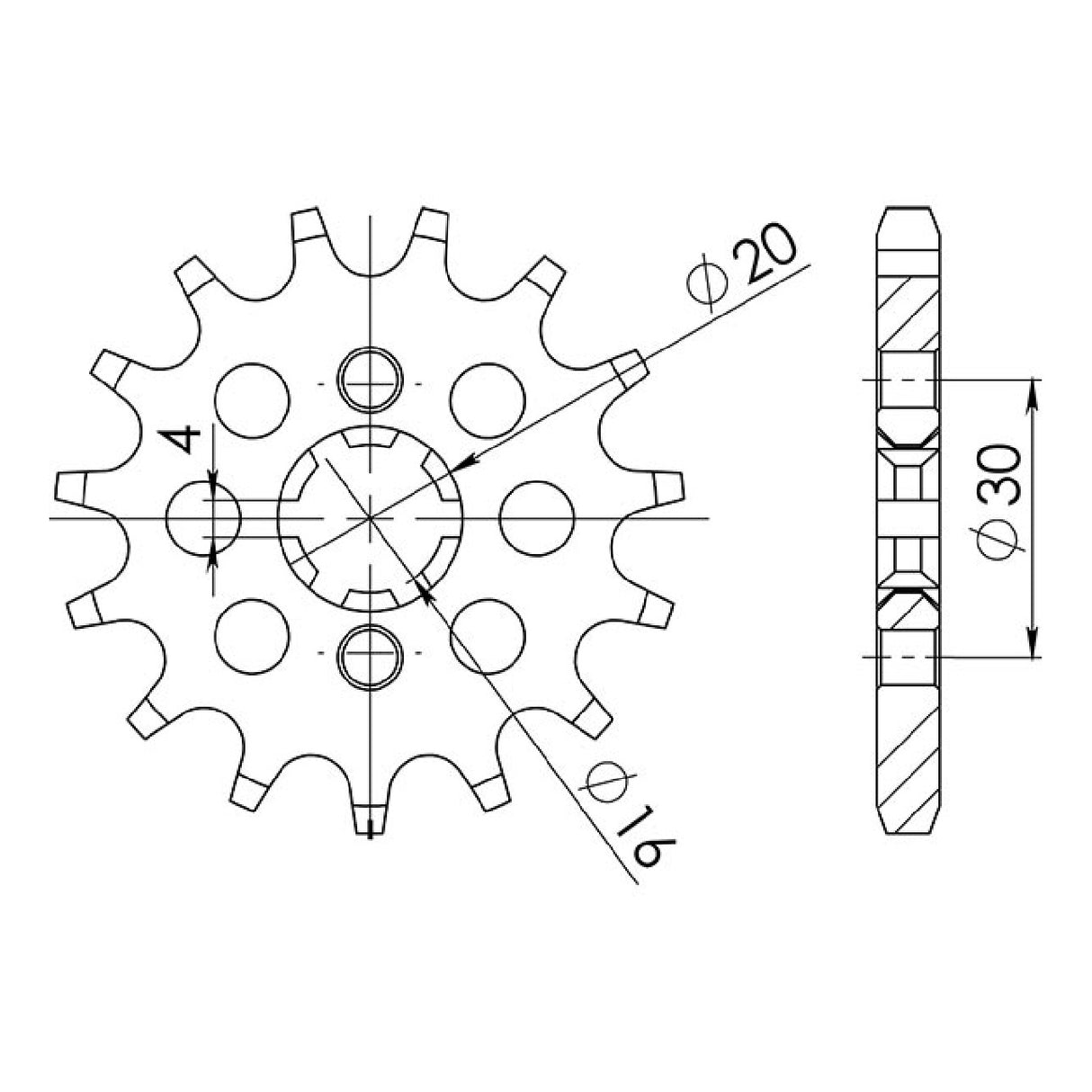 Stahlkettenrad, 13 Zähne, Teilung 428 542120713