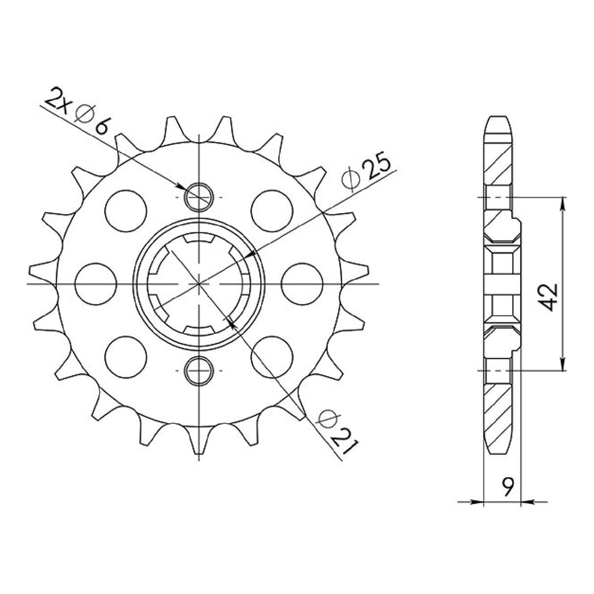 19-zahniges Stahlkettenrad, Teilung 428 542130419