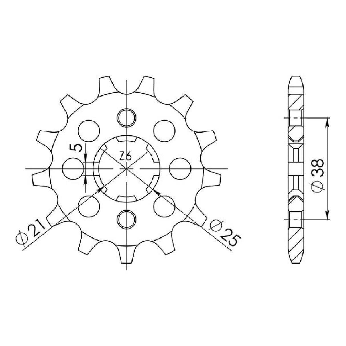 13-zahniges Stahlritzel, Teilung 520, SACHS Roadster 125 cm³