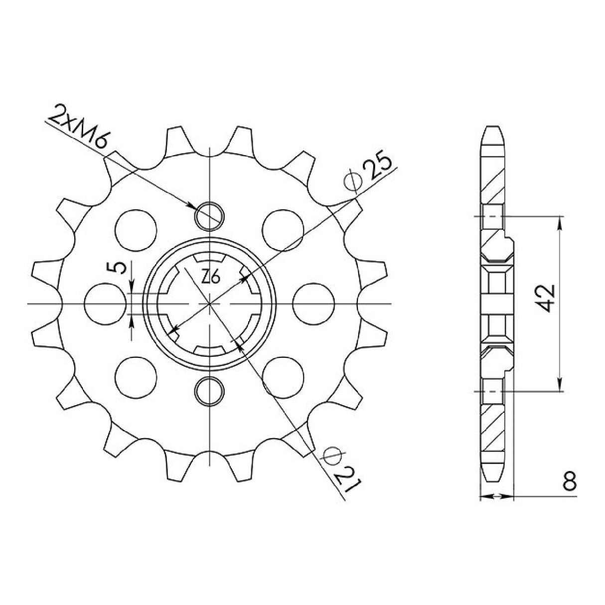 14-tooth steel sprocket, pitch 520 542150214