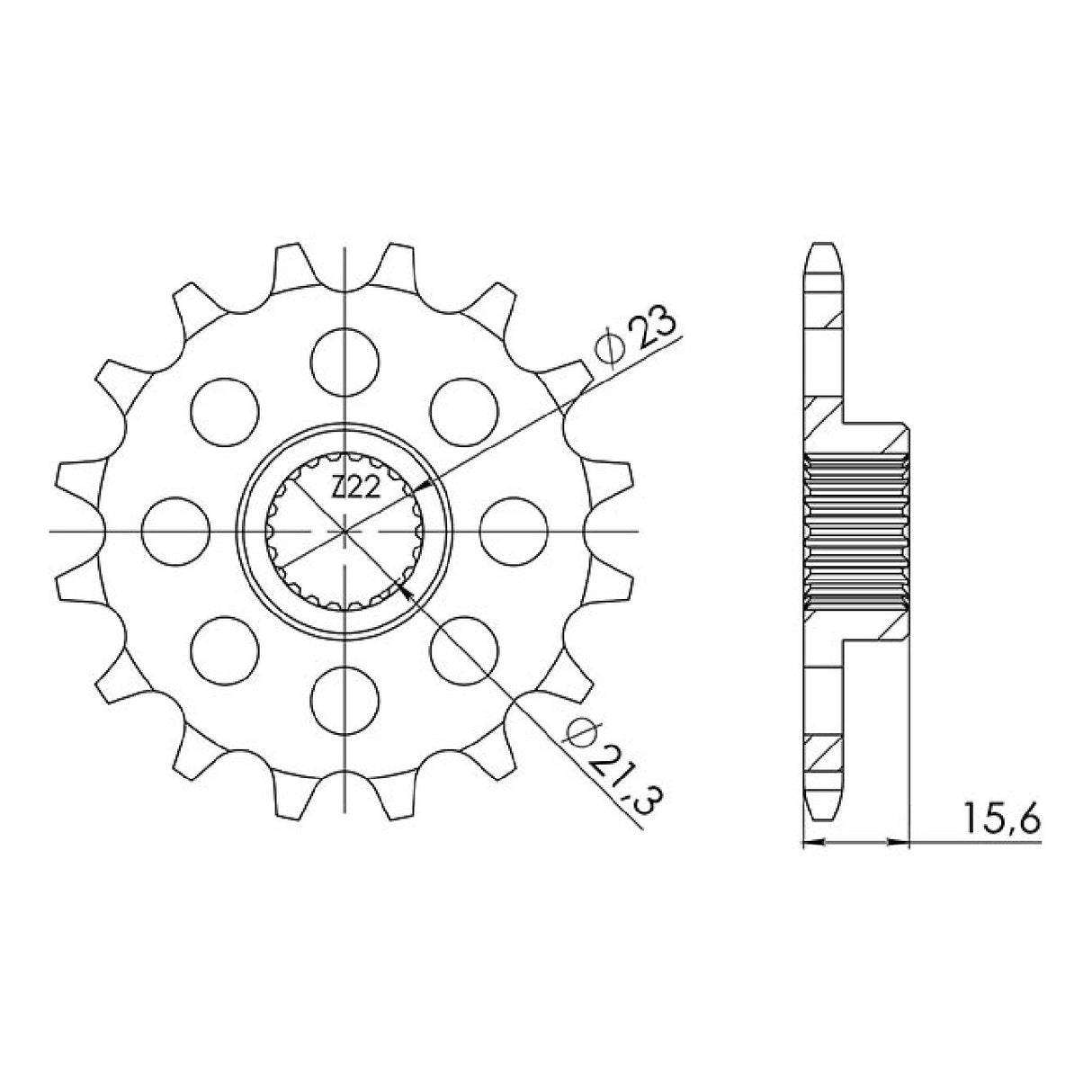 Stahlritzel, 15 Zähne, Teilung 520 MZ - MUZ Baghira Enduro 660 cm³ 97/03