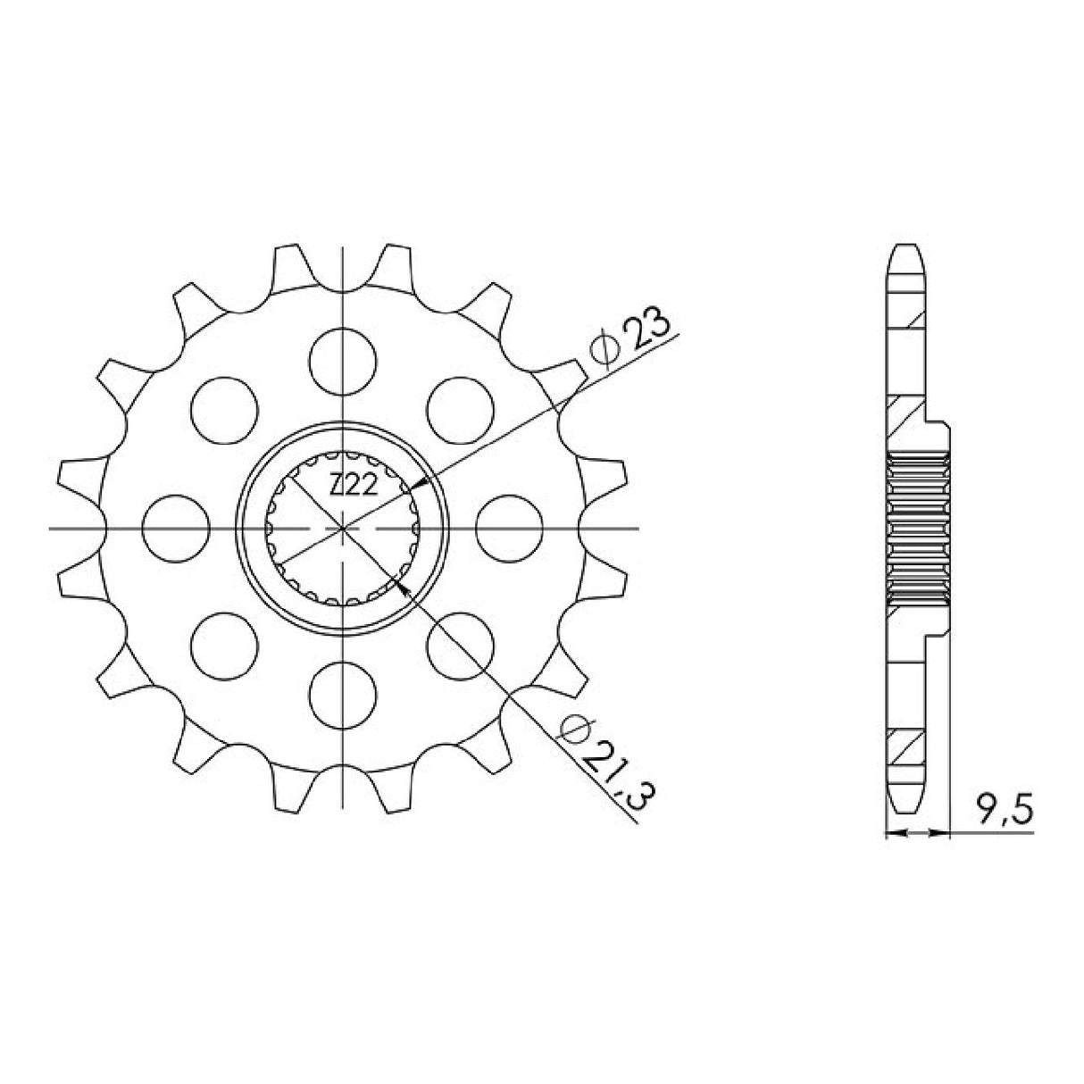 15-zahniges Stahlkettenrad, Teilung 520 542150515