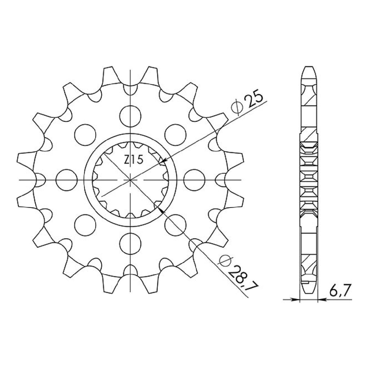 14-zahniges Stahlkettenrad, Teilung 520 542160814