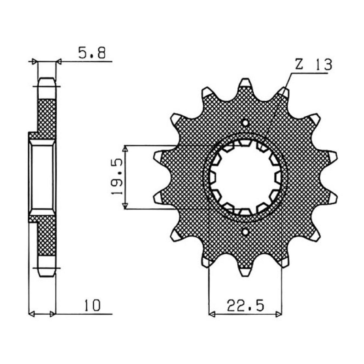 Stahlkettenrad, 14 Zähne, Teilung 520, KAWASAKI KLX R 400 cm³ 03/07