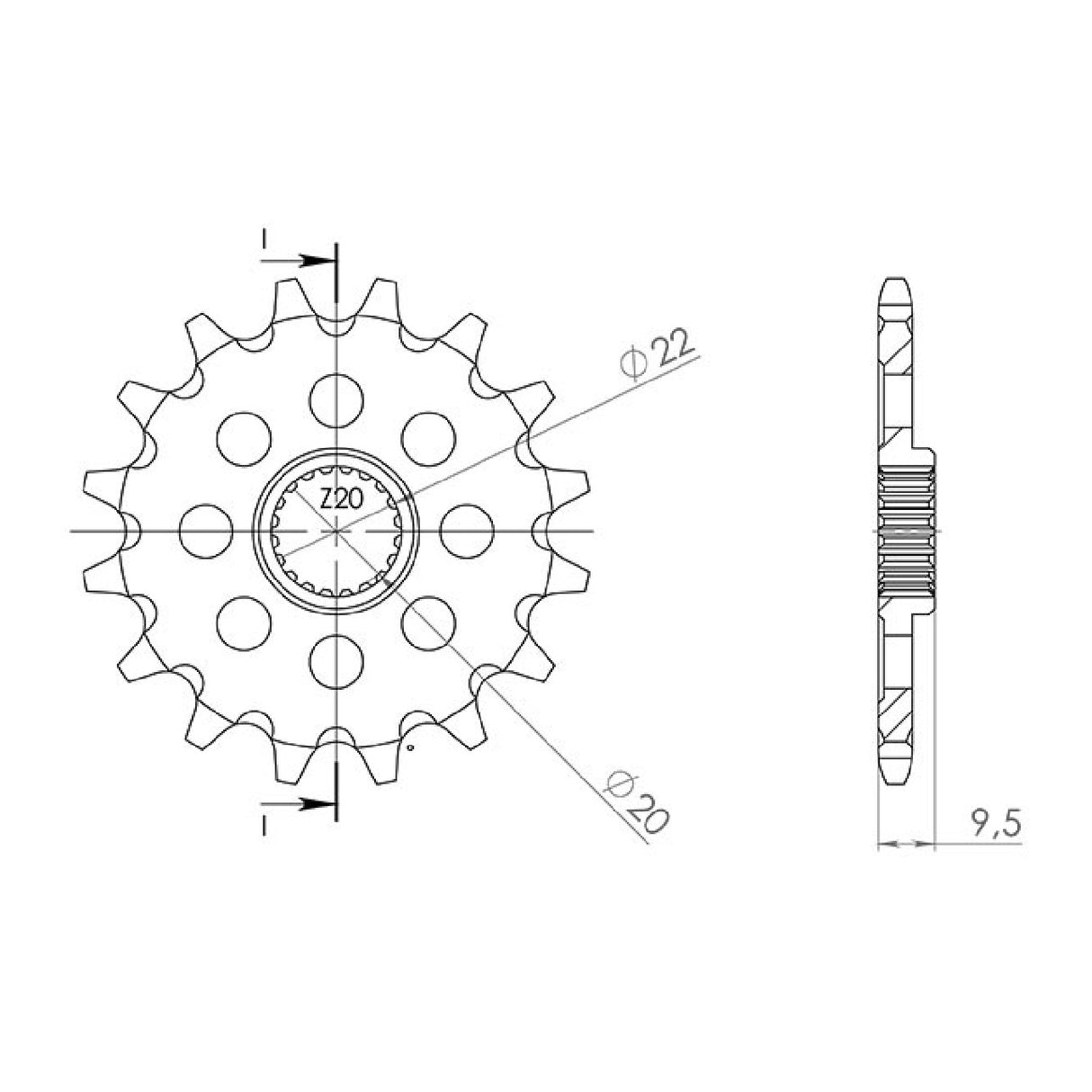 Stahlkettenrad, 13 Zähne, Teilung 520, KAWASAKI KX F 250 cm³ 06/10