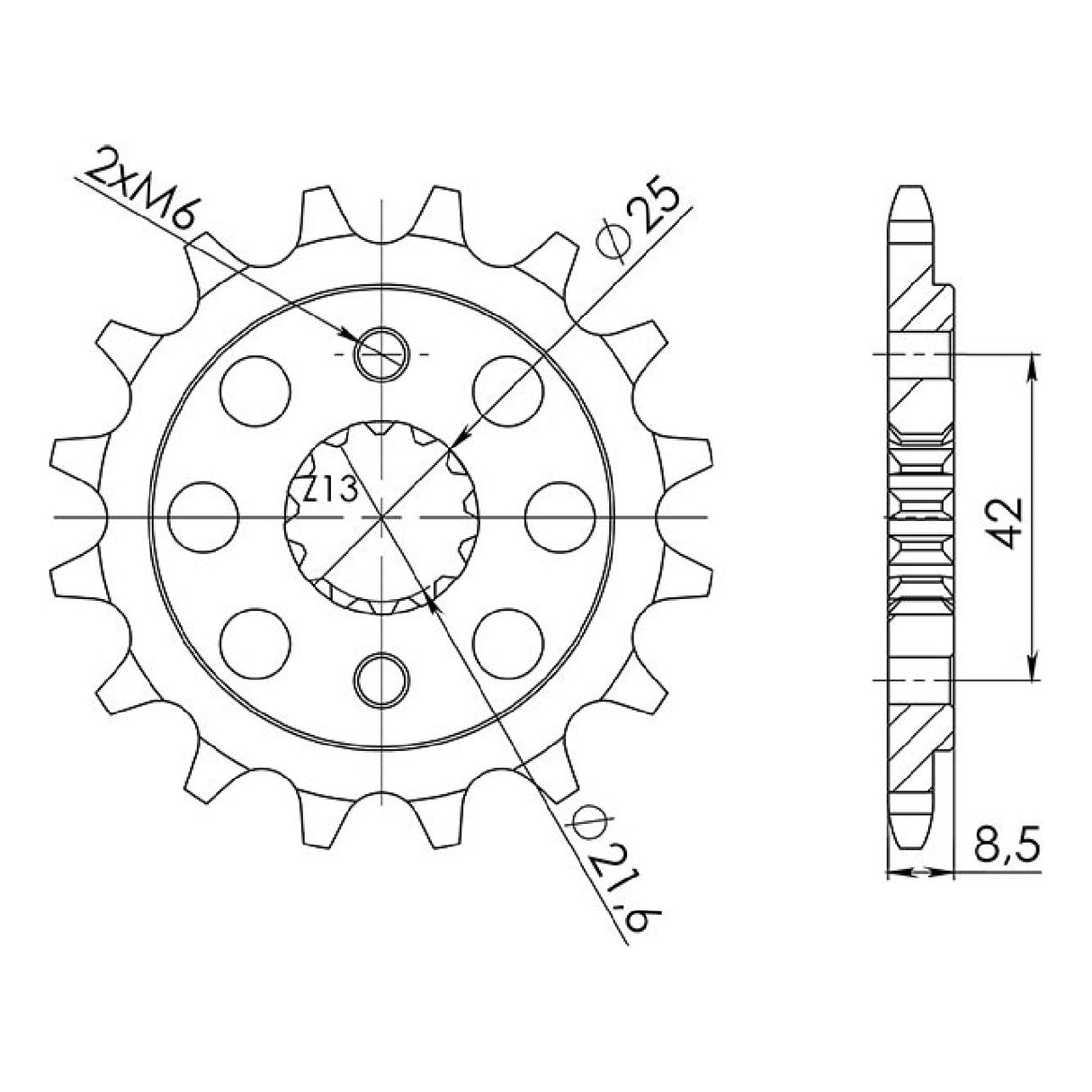 Steel sprocket 16 teeth pitch 520 CAGIVA Raptor / V Raptor 1000 CC 00/05