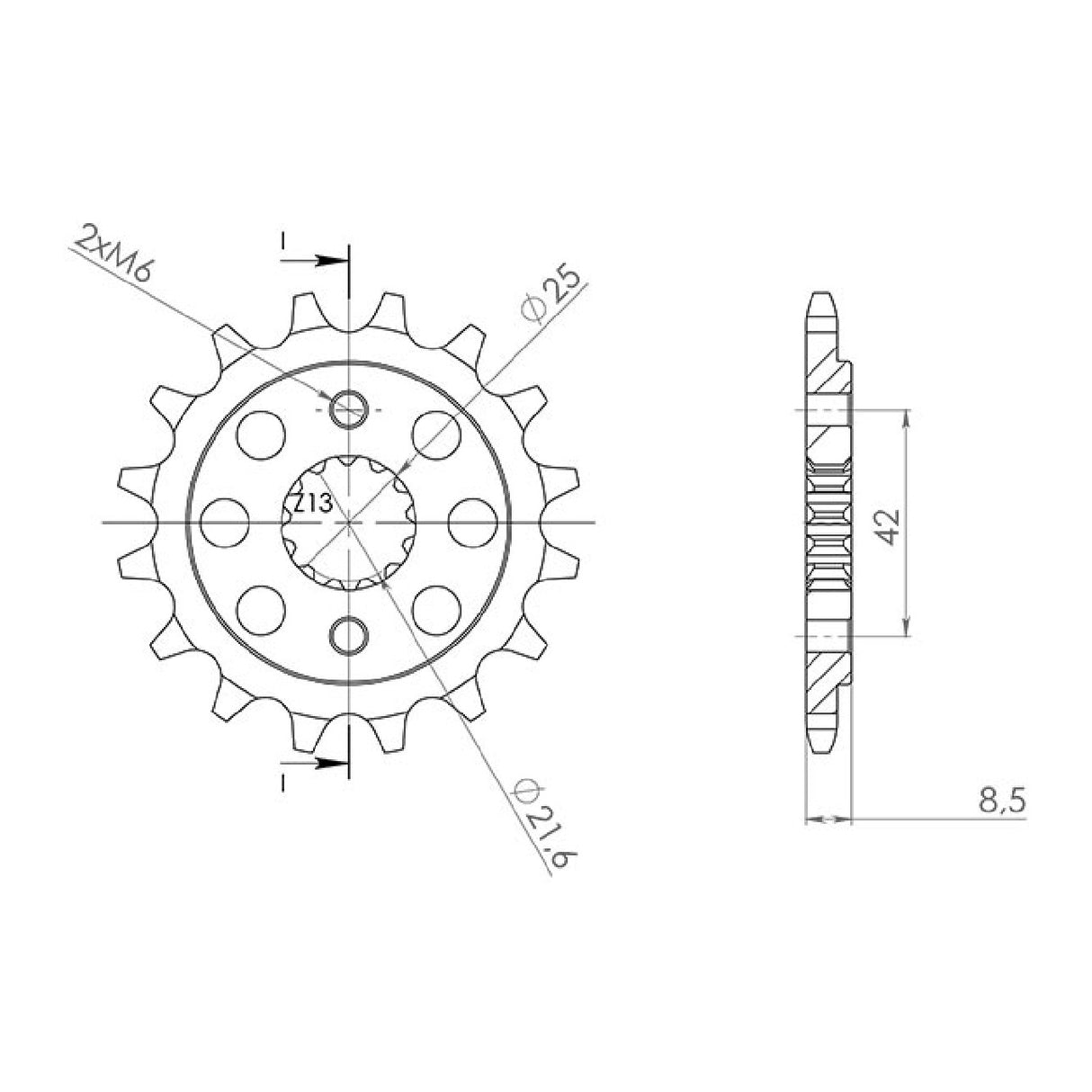 Piñón de acero paso 16 dientes 520 CAGIVA Navigator 1000 CC 05/06