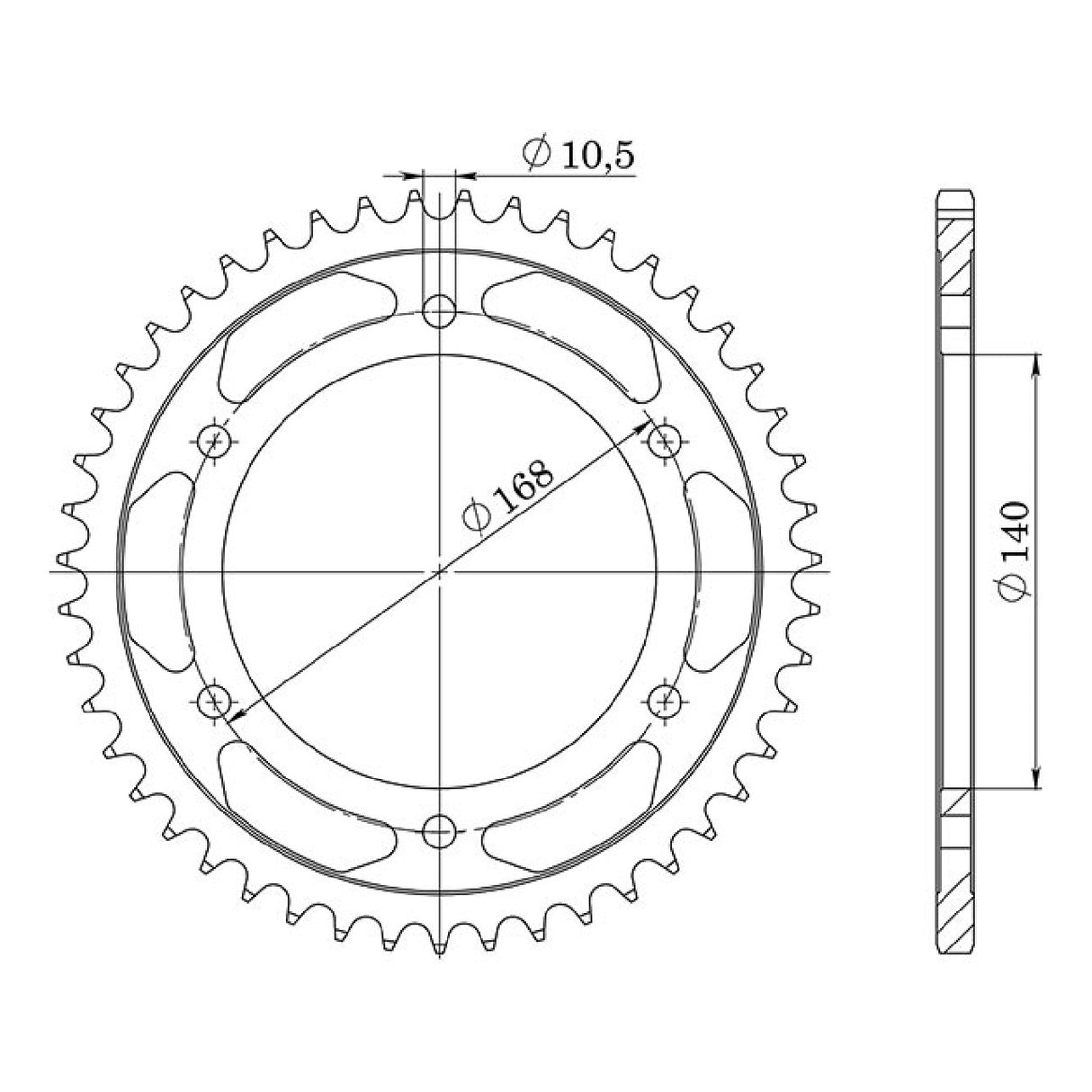 Corona in acciaio 47 denti 525 BMW F R (K73) (MOZZO FORI 10,5) 800 09/14