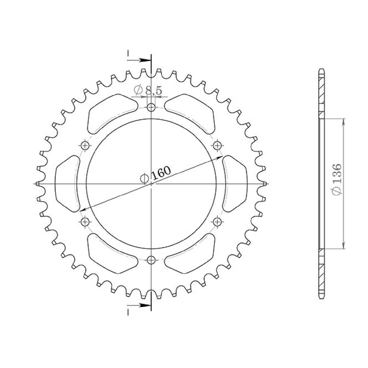 Corona de aluminio paso 45 dientes 520 APRILIA ETX Tuareg 350 CC 88/92